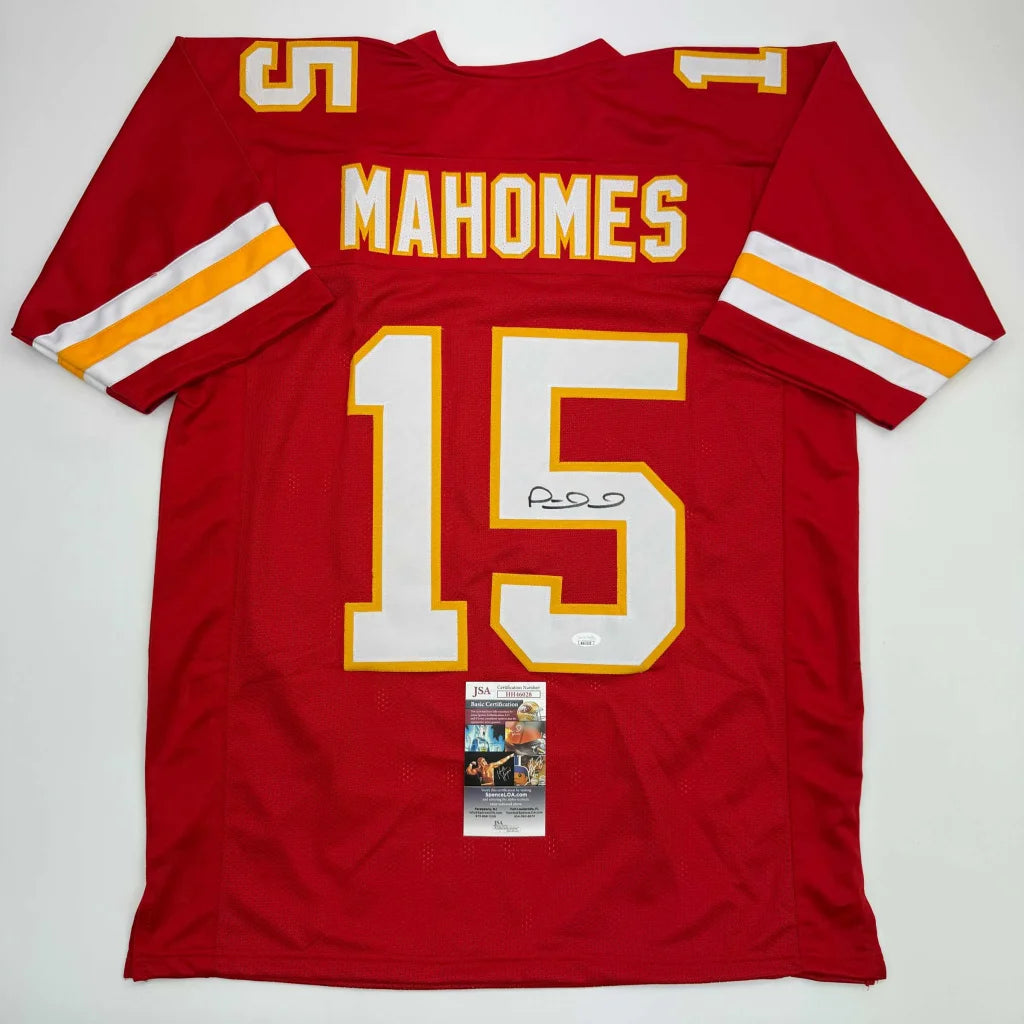 Autographed Patrick Mahomes custom Chiefs red jersey with number 15