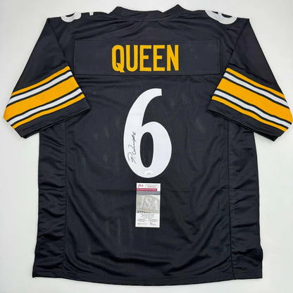 Black and gold custom jersey with number 6 and autograph from a sports league pro