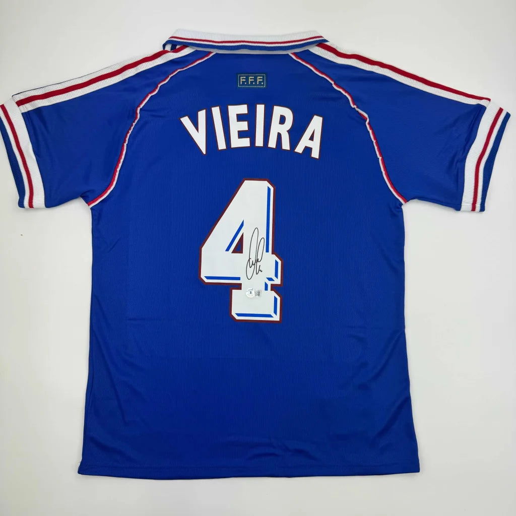 Autographed Patrick Vieira France French National Team Blue Soccer Jersey Beckett BAS COA | Hall of Fame Sports Memorabilia | vintageantiquesgifts.com