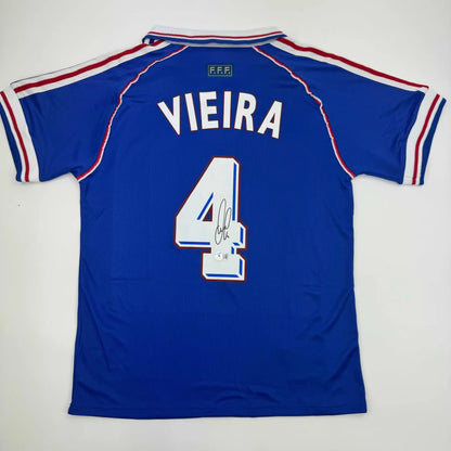 Autographed Patrick Vieira France French National Team Blue Soccer Jersey Beckett BAS COA | Hall of Fame Sports Memorabilia | vintageantiquesgifts.com