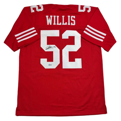 Autographed Patrick Willis San Francisco Red Football Jersey Beckett BAS COA | Hall of Fame Sports Memorabilia | vintageantiquesgifts.com