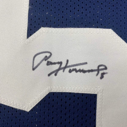 Navy blue and white mesh custom jersey with stitched Paul Hornung signature for professional sports league fans