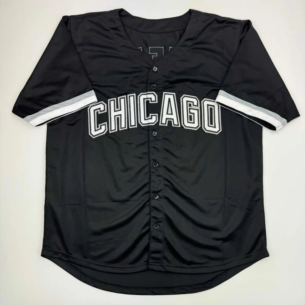 Autographed Paul Konerko Chicago black custom jersey with white lettering, professional sports league