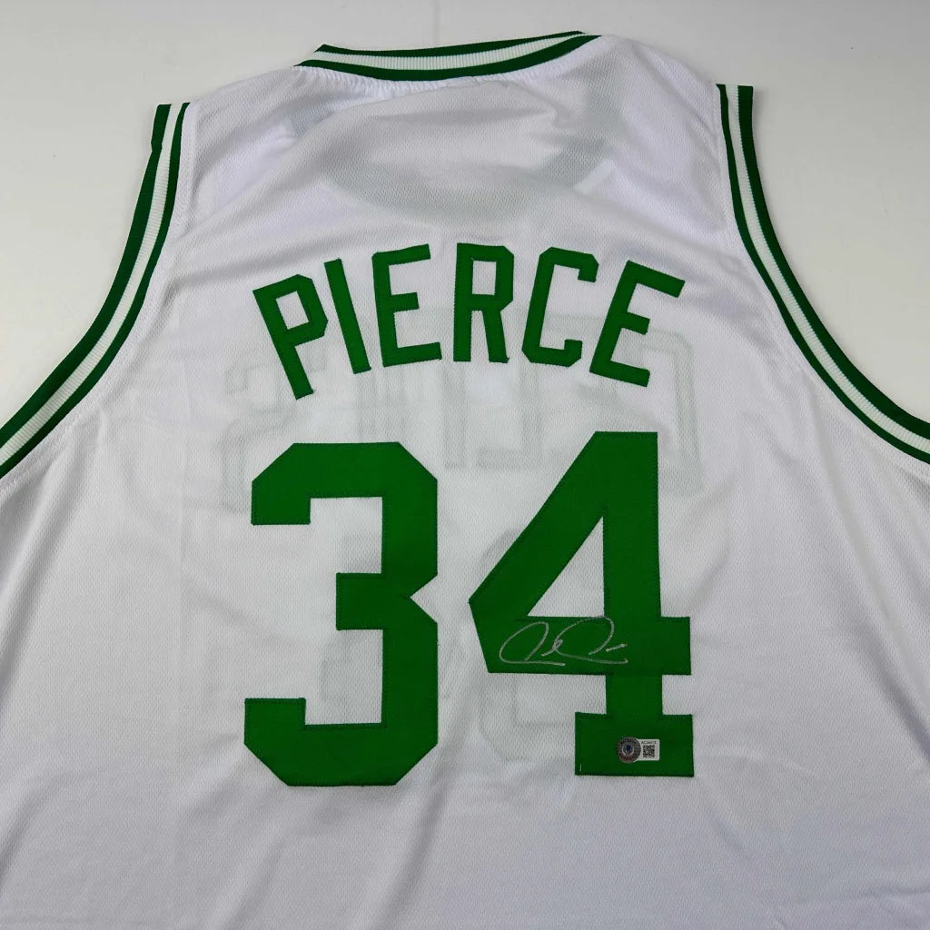 Autographed Paul Pierce custom jersey, white with green 34, Beckett COA