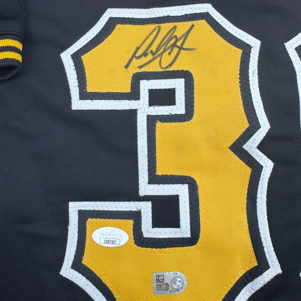 Autographed black and gold custom jersey with number 3 from professional sports league