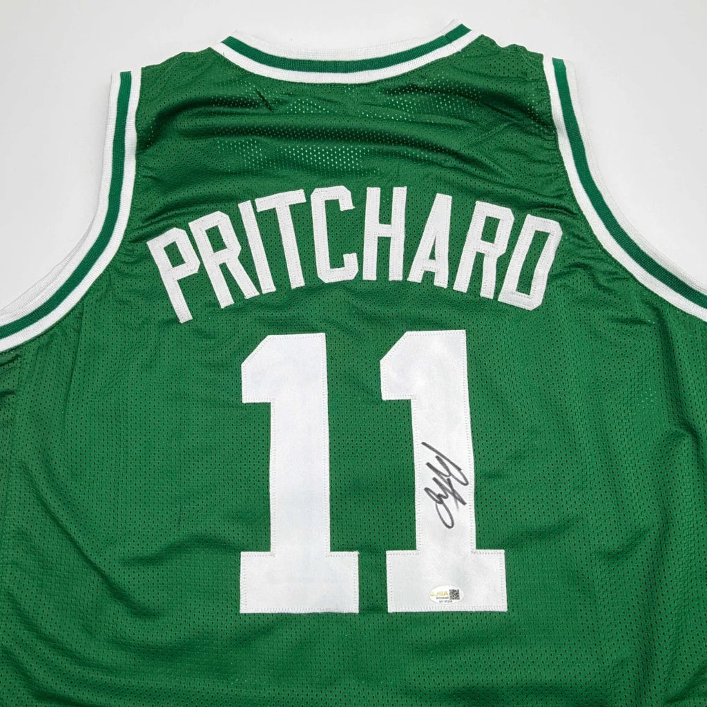 Autographed Payton Pritchard green custom jersey with number 11, Boston professional sports