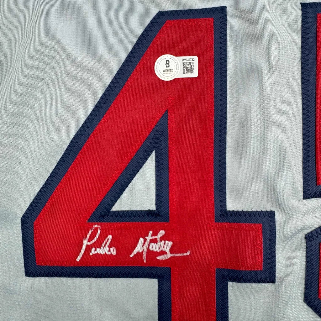 Autographed Pedro Martinez custom jersey back with red navy number 4 Beckett COA