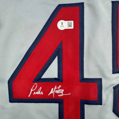 Autographed Pedro Martinez custom jersey back with red navy number 4 Beckett COA