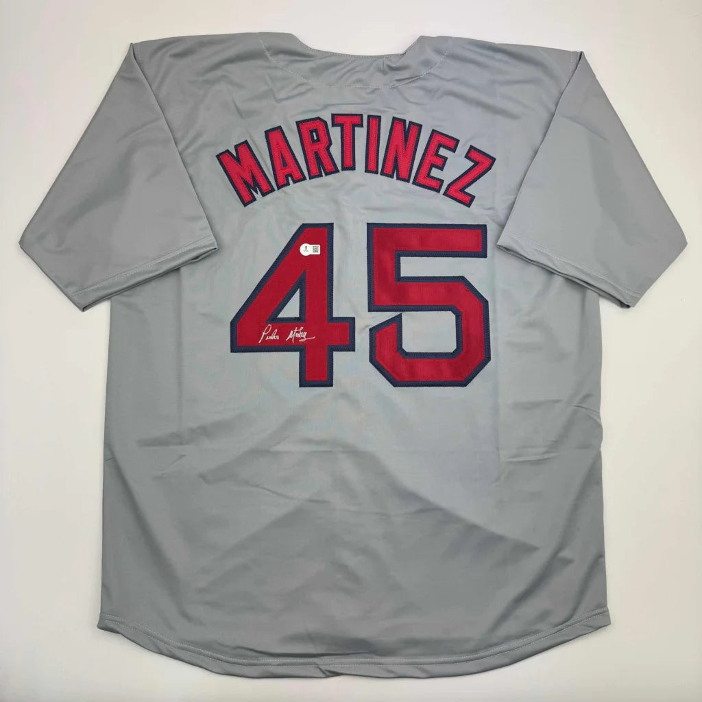 Autographed Pedro Martinez gray custom jersey back, number 45, Beckett COA