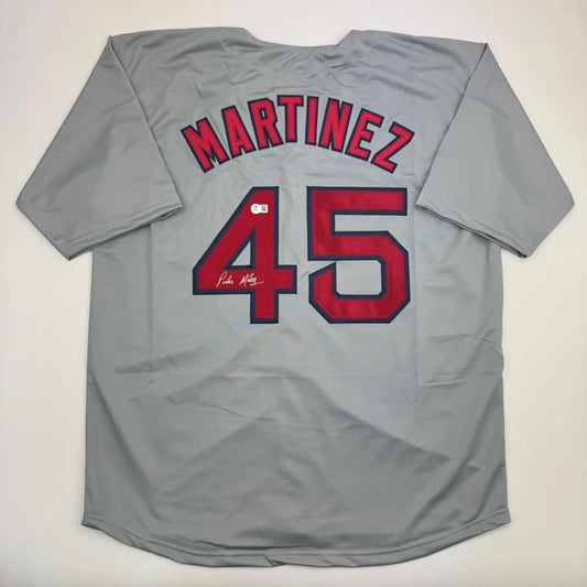 Autographed Pedro Martinez gray custom jersey back, number 45, Beckett COA