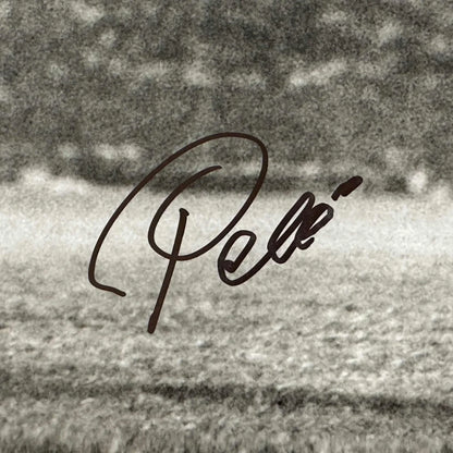 Authentic Pelé signature on a signed photo for the Pelé Bicycle Kick product