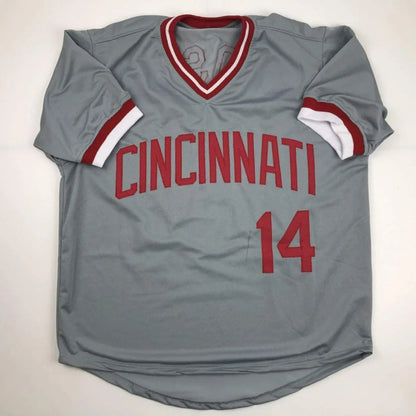 Autographed Pete Rose Cincinnati Grey Baseball Jersey JSA COA | Authenticated Signed Sports Jersey | vintageantiquesgifts.com