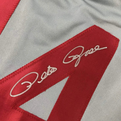 Autographed Pete Rose Cincinnati Grey Baseball Jersey JSA COA | Authenticated Signed Sports Jersey | vintageantiquesgifts.com