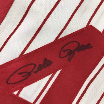 Autographed Pete Rose custom pinstripe jersey with signature patch