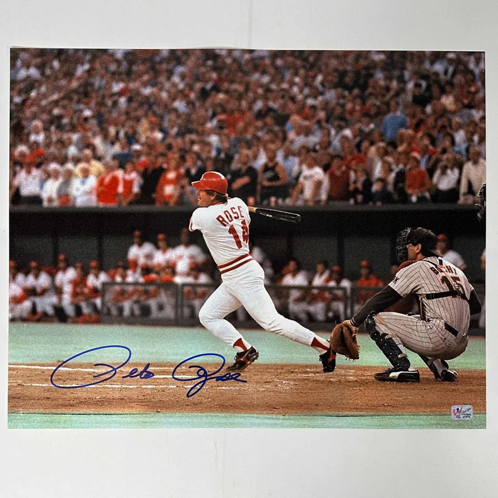 Autographed Pete Rose baseball photo for sale, ready to own and display