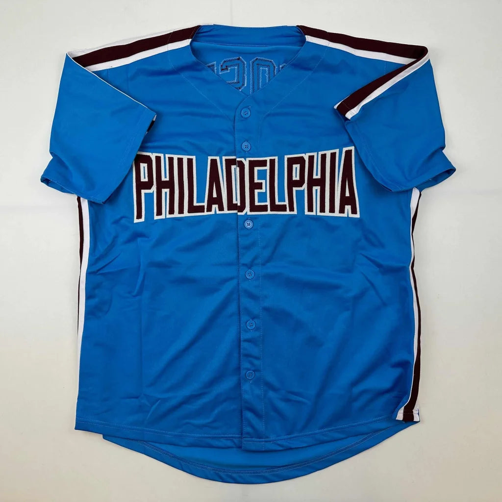 Autographed Pete Rose Philadelphia Retro Blue Baseball Jersey JSA COA | Authenticated Signed Sports Jersey | vintageantiquesgifts.com