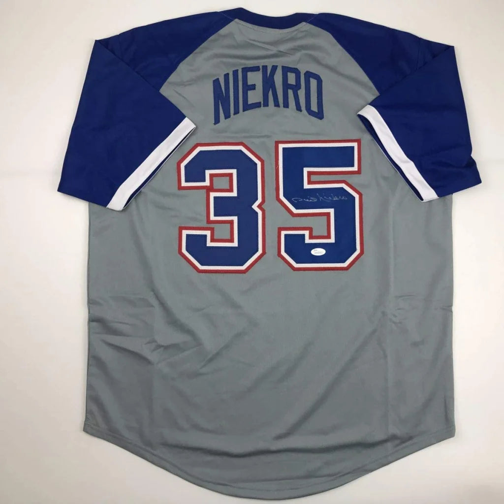 Autographed Phil Niekro Atlanta Grey Baseball Jersey JSA COA | Hall of Fame Sports Memorabilia | vintageantiquesgifts.com