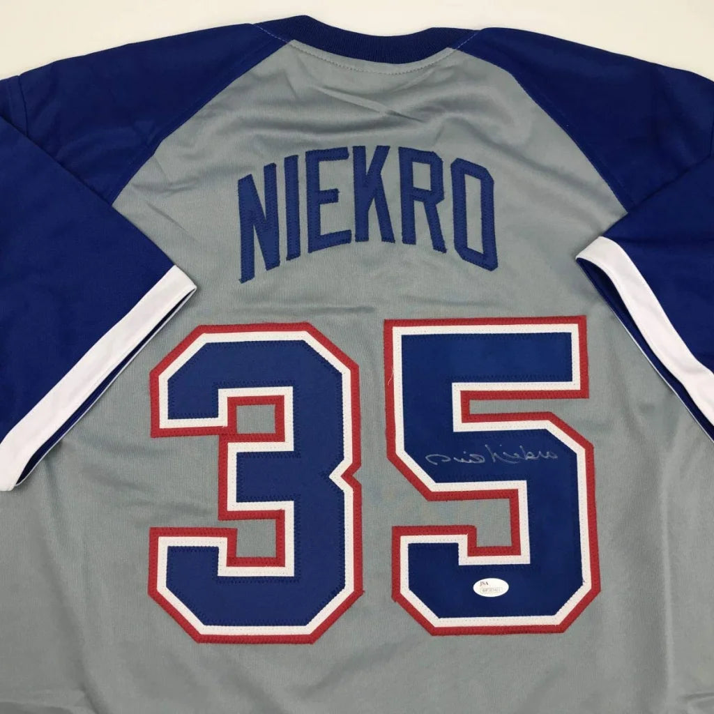 Autographed Phil Niekro Atlanta Grey Baseball Jersey JSA COA | Certified Authentic Signed Memorabilia | vintageantiquesgifts.com