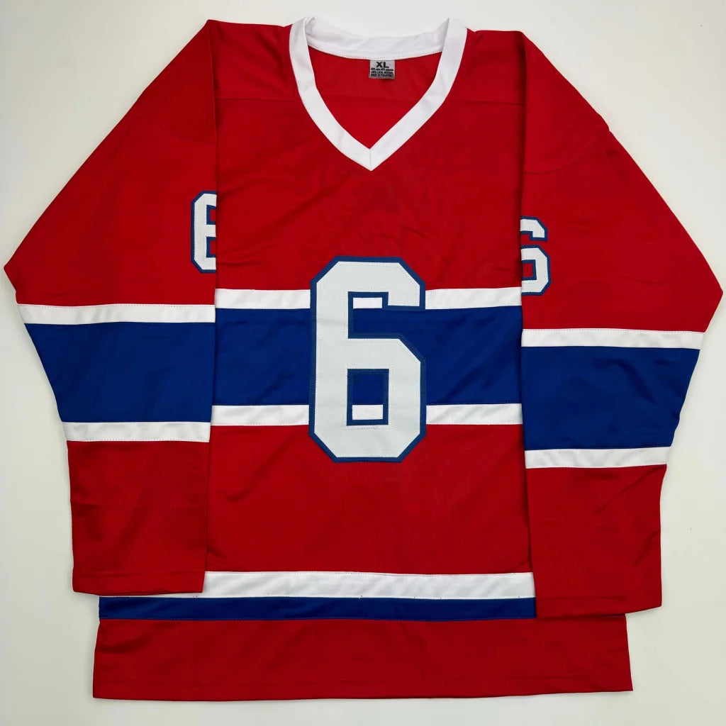 Autographed Pierre Mondou Montreal Canadiens custom red hockey jersey, number 6