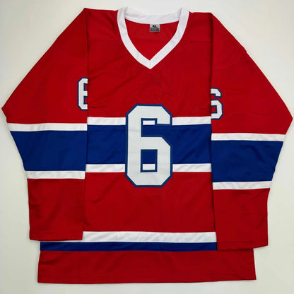 Autographed Pierre Mondou Montreal Canadiens custom red hockey jersey, number 6