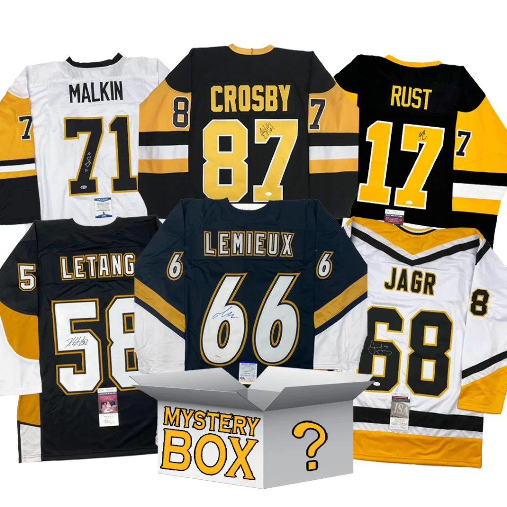 Autographed/Signed Pittsburgh Hockey Jersey Mystery Box with PSA JSA or Beckett COA | Hall of Fame Sports Memorabilia | vintageantiquesgifts.com