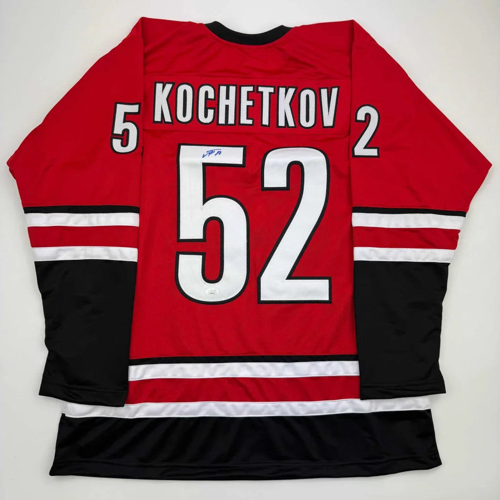 Autographed Pyotr Kochetkov custom red Carolina jersey with number 52