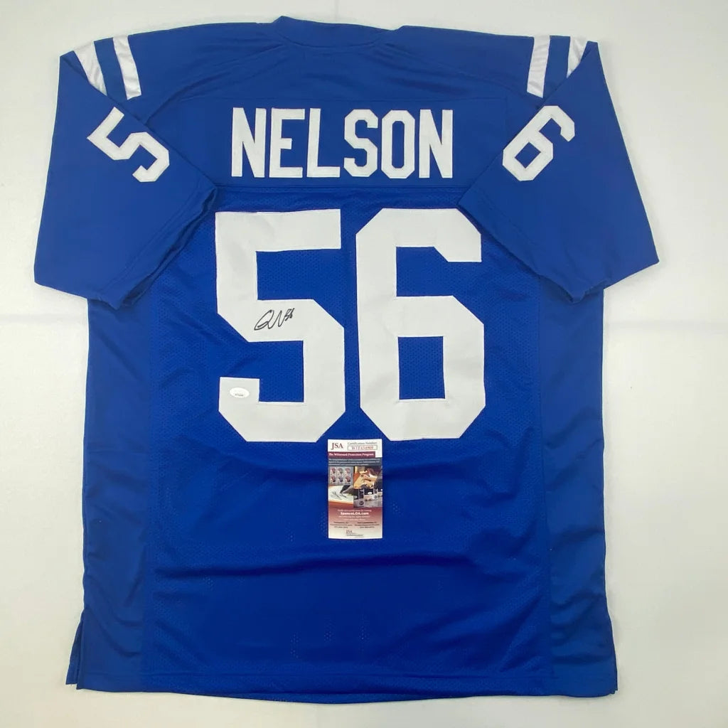 Autographed Quenton Nelson Indianapolis Blue Football Jersey JSA COA | Hall of Fame Sports Memorabilia | vintageantiquesgifts.com