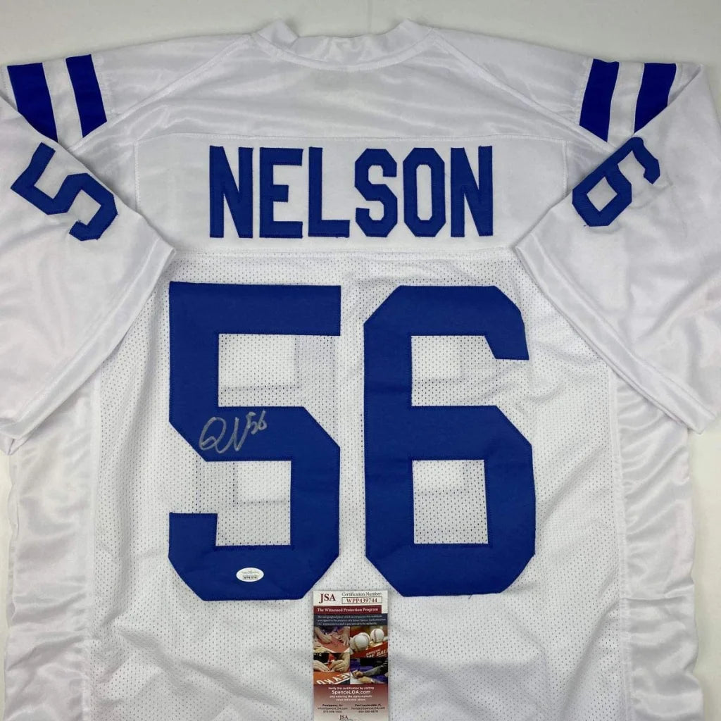Autographed Quenton Nelson Indianapolis white custom jersey with blue lettering