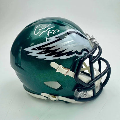 Autographed/Signed Quinyon Mitchell Philadelphia Eagles Green Mini Football Helmet JSA COA