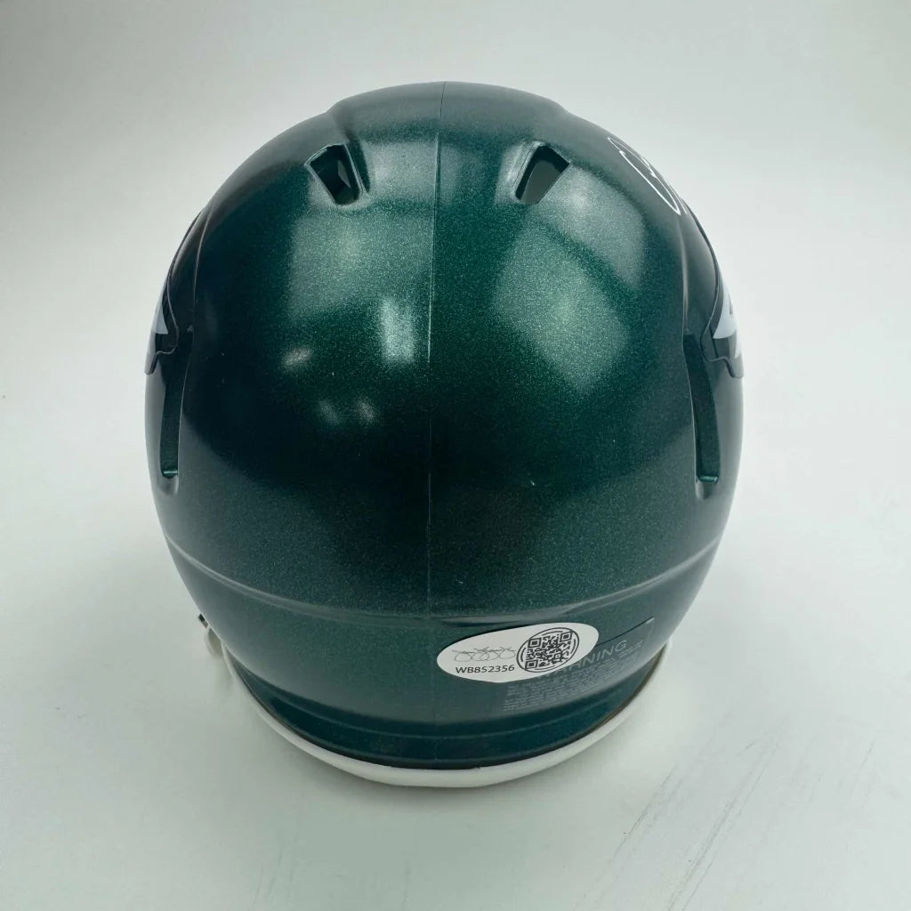 Autographed Quinyon Mitchell Philadelphia Eagles Green Mini Football Helmet JSA COA | Certified Authentic Signed Memorabilia | vintageantiquesgifts.com