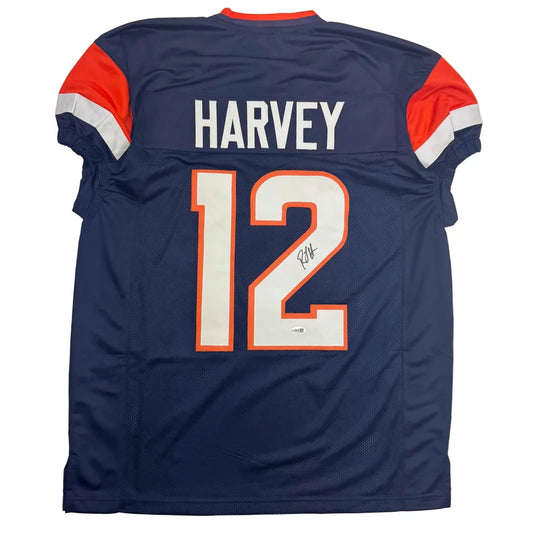 Autographed RJ Harvey Denver Blue Football Jersey JSA COA | Hall of Fame Sports Memorabilia | vintageantiquesgifts.com