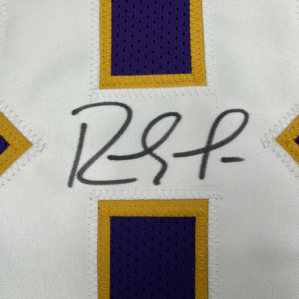 Autographed Randy Moss custom Minnesota Vikings purple jersey with white and gold trim, Beckett BAS COA