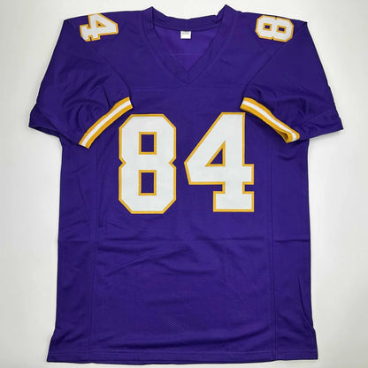 Autographed Randy Moss Minnesota Vikings purple custom jersey, number 84