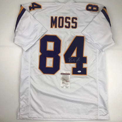 Autographed Randy Moss Minnesota White Football Jersey JSA COA | Hall of Fame Sports Memorabilia | vintageantiquesgifts.com