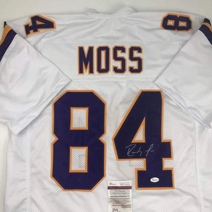Autographed Randy Moss Minnesota White Football Jersey JSA COA | Certified Authentic Signed Memorabilia | vintageantiquesgifts.com
