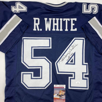Signed R White #54 Dallas Cowboys custom jersey with JSA authentication for professional sports fans