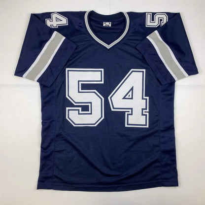 Navy blue custom jersey with white numbers and gray stripes for Dallas Cowboys pro sports