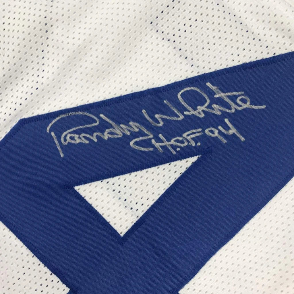 White custom jersey with blue number, perfect for professional sports league fans
