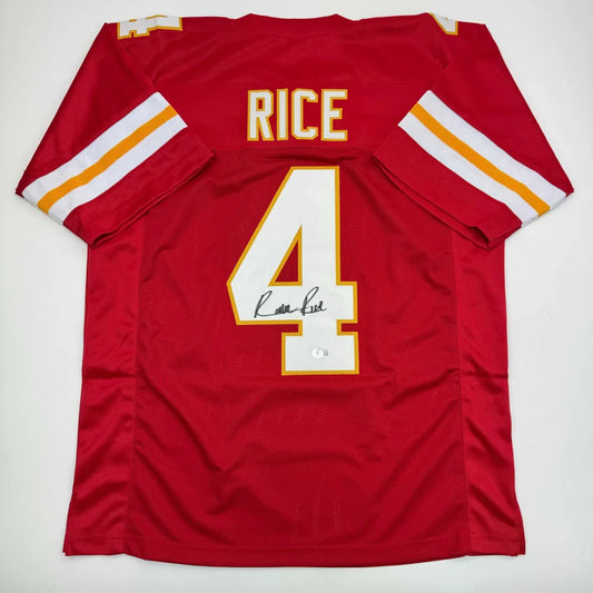 Kansas City red custom jersey signed by Rashee Rice #4