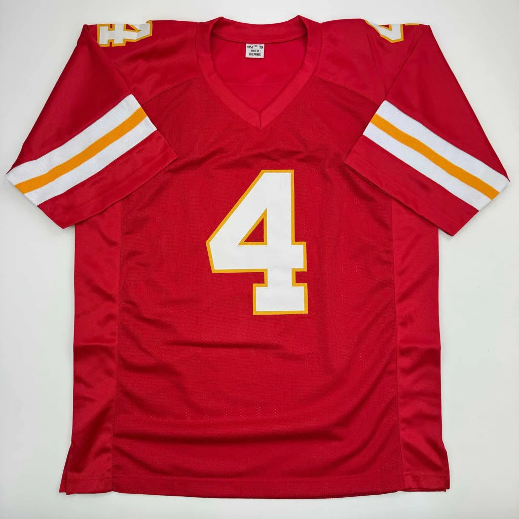 Kansas City Red Custom Jersey with Rashee Rice Signed Number 4