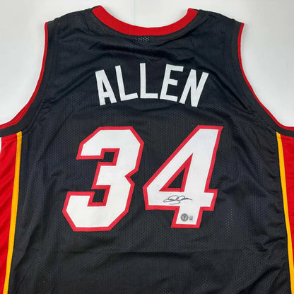 Black basketball jersey with red and yellow trim from Authentic ALLEN 34 professional sports league