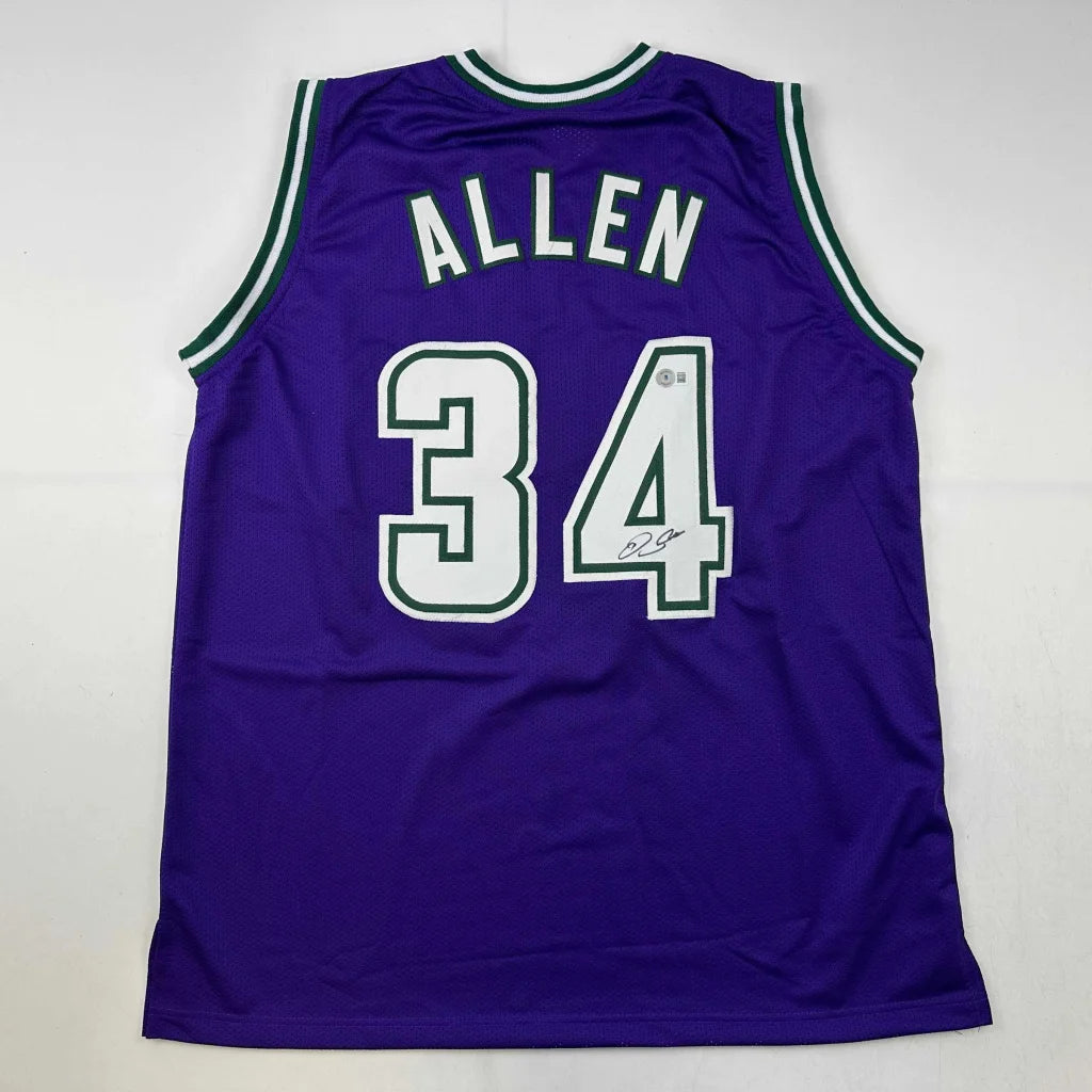 Autographed Ray Allen purple custom jersey, number 34, Beckett COA