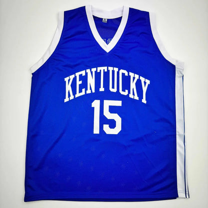 Blue and white custom basketball jersey with Kentucky 15 for professional sports league fans