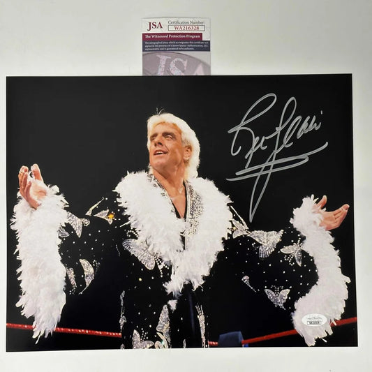 Autographed Ric Flair wrestling robe photo in custom jersey style for professional sports fans
