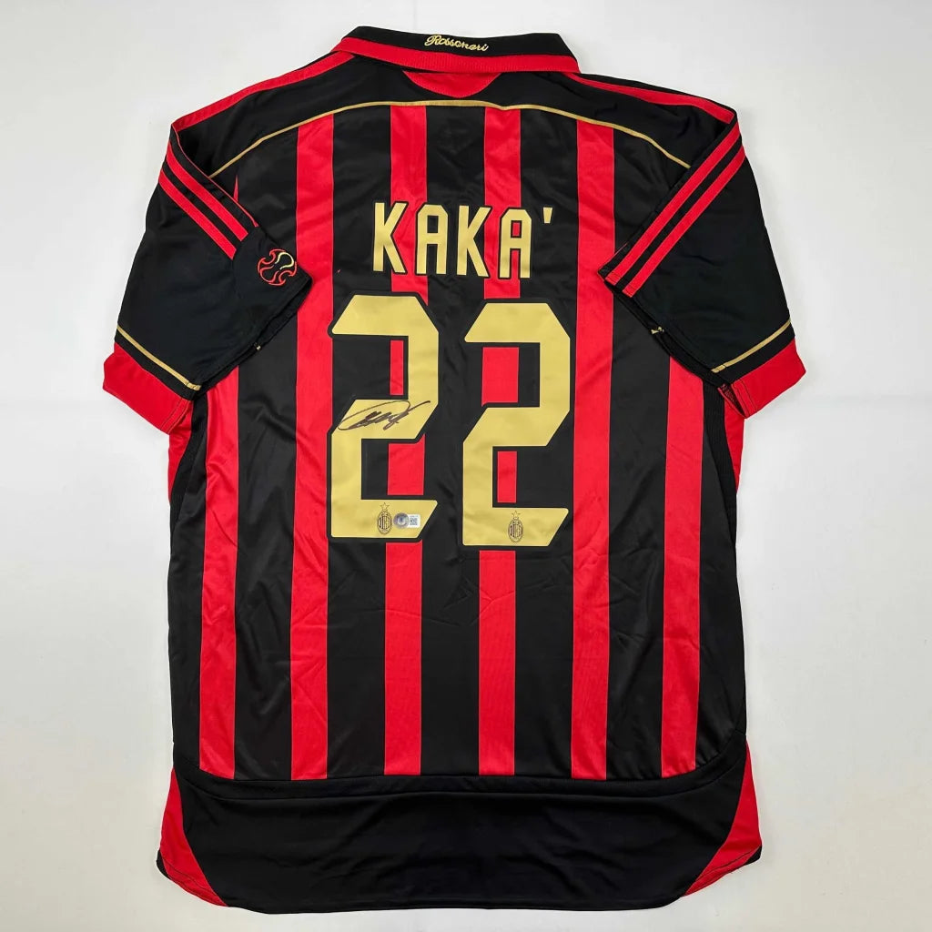 Autographed Ricardo Kaka AC Milan Black/Red Soccer Futbol Jersey Beckett BAS COA | Hall of Fame Sports Memorabilia | vintageantiquesgifts.com
