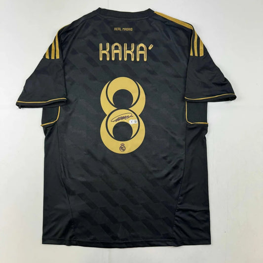 Autographed Ricardo Kaka Real Madrid Black Retro Soccer Futbol Jersey Beckett BAS COA | Hall of Fame Sports Memorabilia | vintageantiquesgifts.com