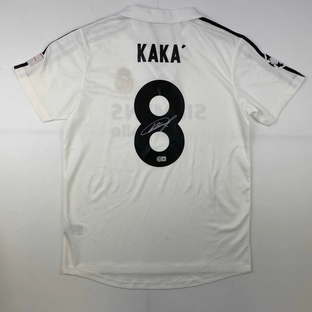 Autographed Ricardo Kaka Real Madrid White Soccer Futbol Jersey Beckett BAS COA | Hall of Fame Sports Memorabilia | vintageantiquesgifts.com
