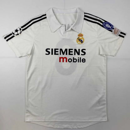 White Real Madrid KAKA signed soccer jersey with black shoulder stripes and Siemens sponsor