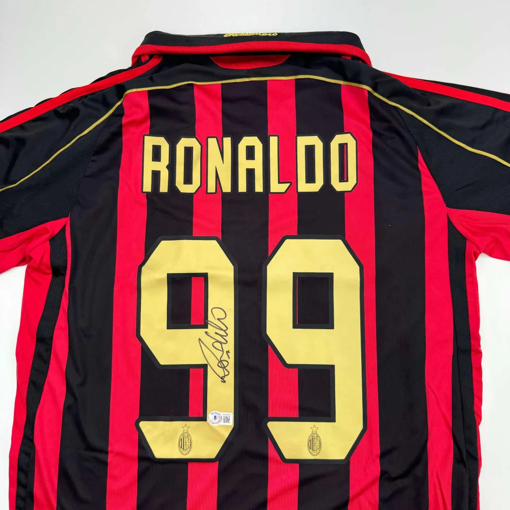 Black and red striped custom jersey with Ronaldo 99 for professional sports teams