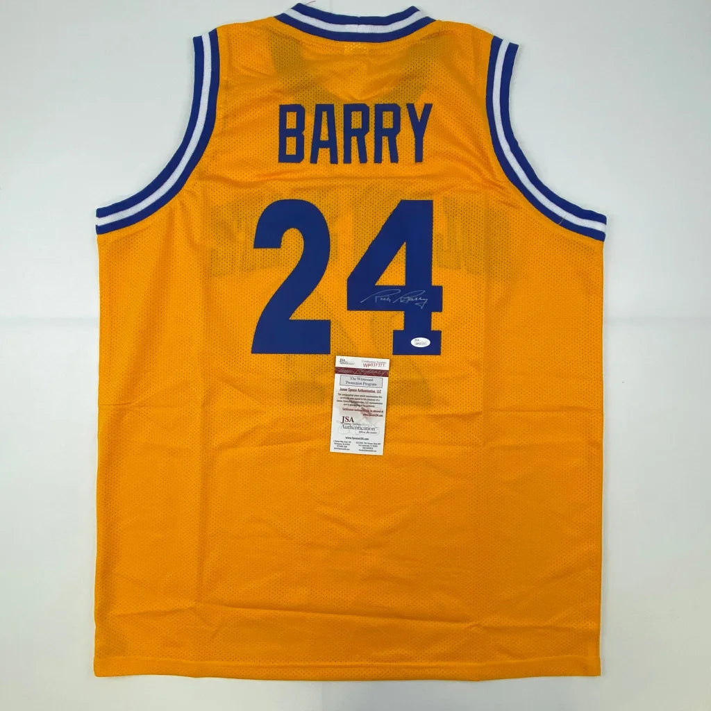 Orange and blue BARRY 24 jersey with autograph and PSA sticker from professional sports league
